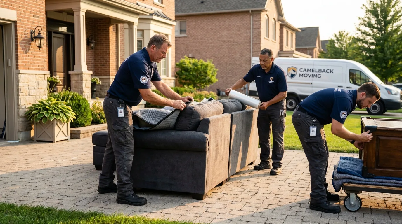 Large estate moving crew wrapping furniture in Ellisville, MS