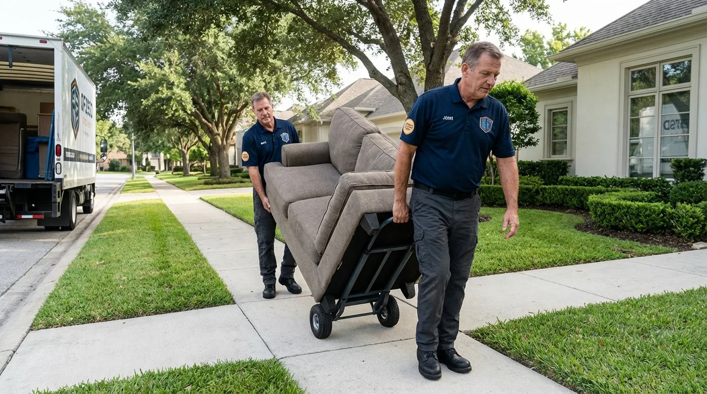 Local residential moving crew loading furniture in Ellisville, MS