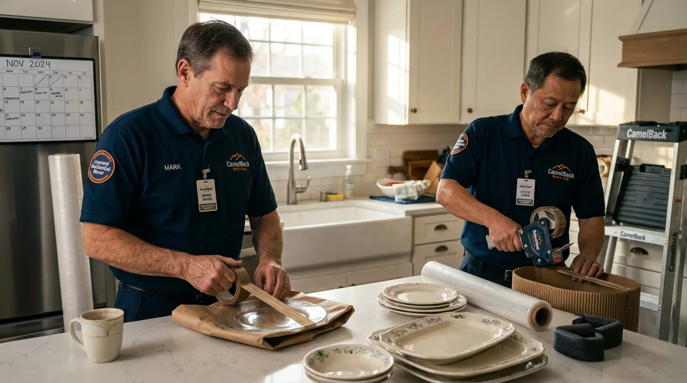 Professional crew packing kitchen dishware in Ellisville, MS